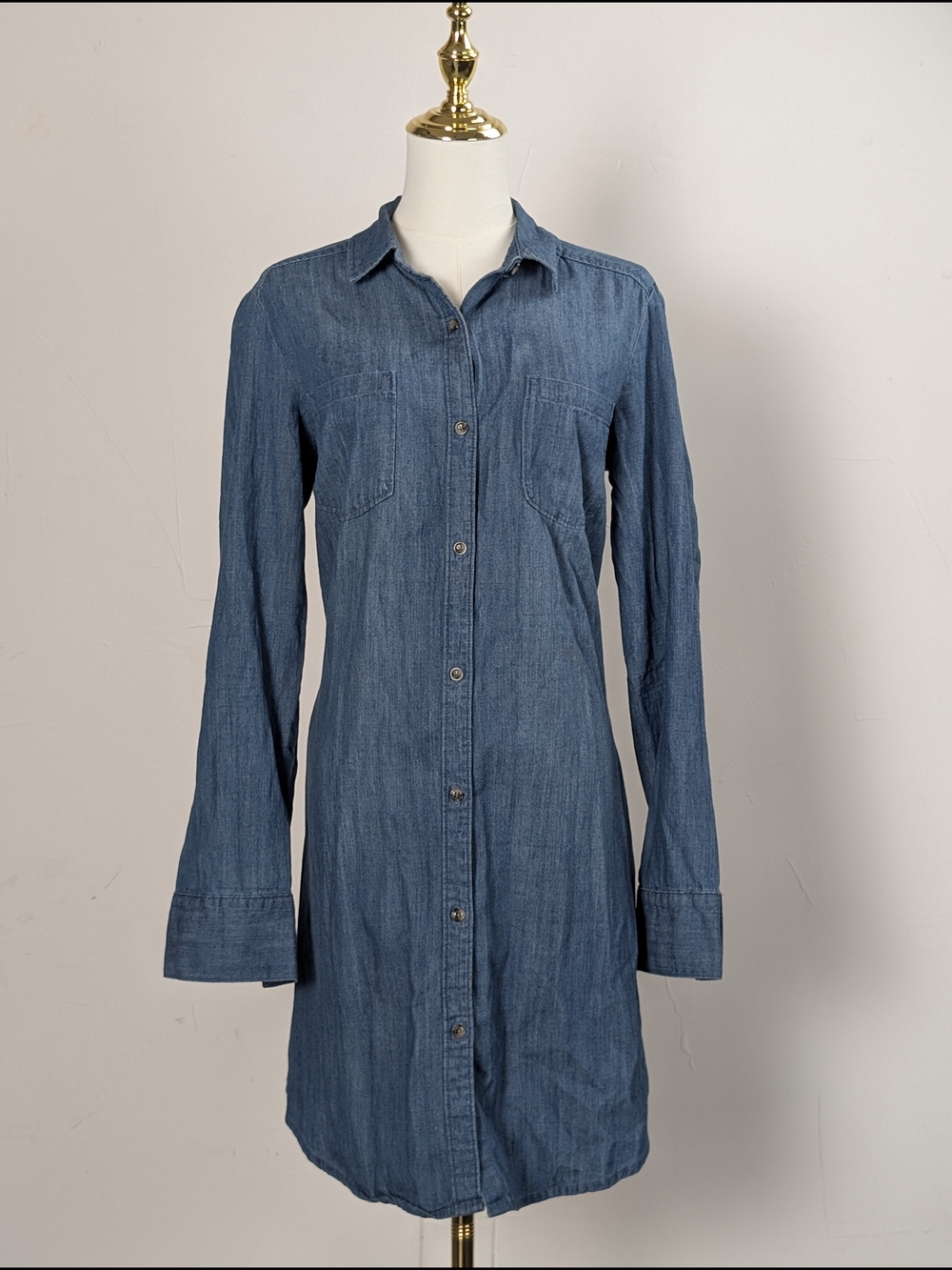 Classic Merona Denim Button Down Shirt Dress in Blue Corporate Chic